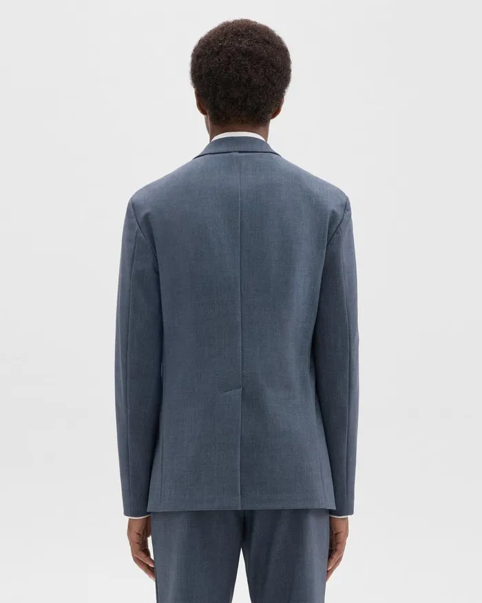 Men Blazers Jackets Theory Clinton Blazer In Printed Precision Ponte Dusty Blue Mel