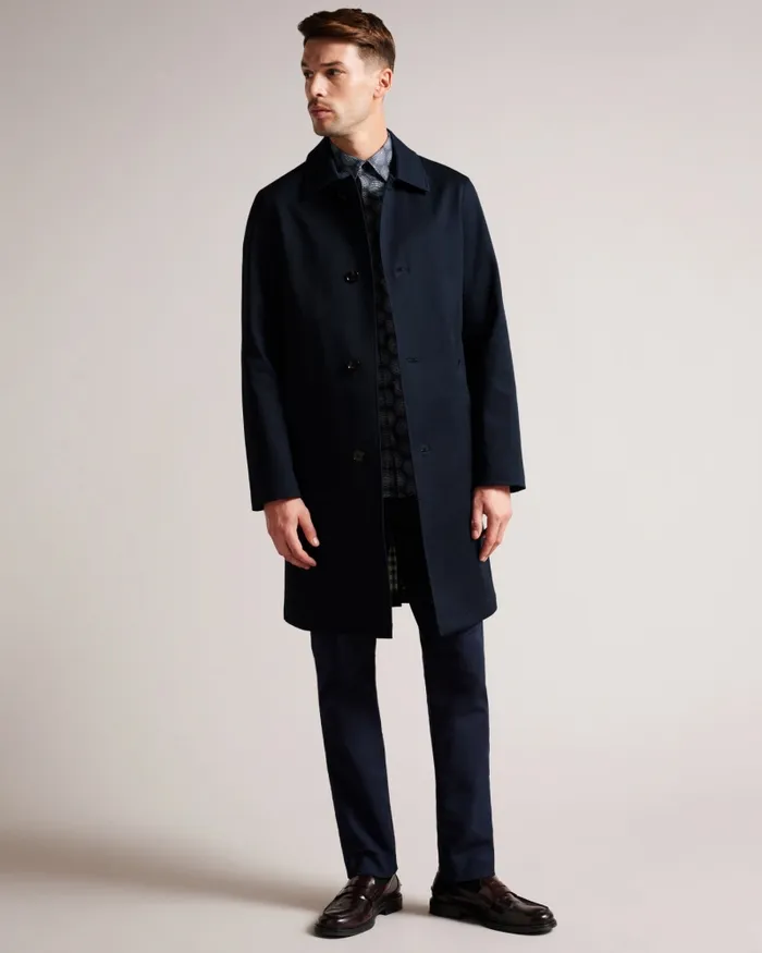 Men CAPEL 8211 House Check Lined Mac Navy Ted Baker Coats and Jackets Men CAPEL 8211 House Check Lined Mac Navy Ted Baker Coats and Jackets