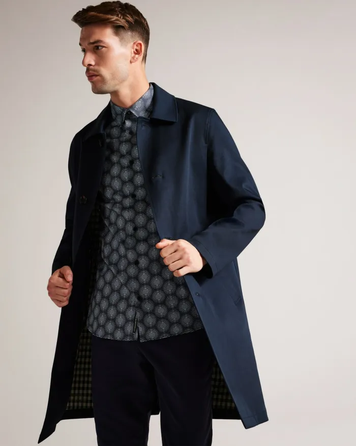 Men CAPEL 8211 House Check Lined Mac Navy Ted Baker Coats and Jackets Men CAPEL 8211 House Check Lined Mac Navy Ted Baker Coats and Jackets