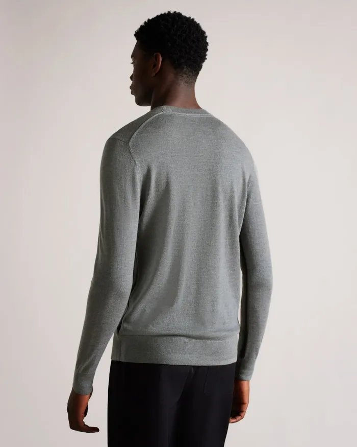 Men CARDIFF 8211 Merino Wool Crew Neck Jumper Charcoal Ted Baker Jumpers and Knitwear