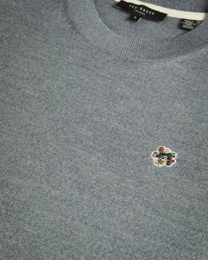 Men CARDIFF 8211 Merino Wool Crew Neck Jumper Charcoal Ted Baker Jumpers and Knitwear
