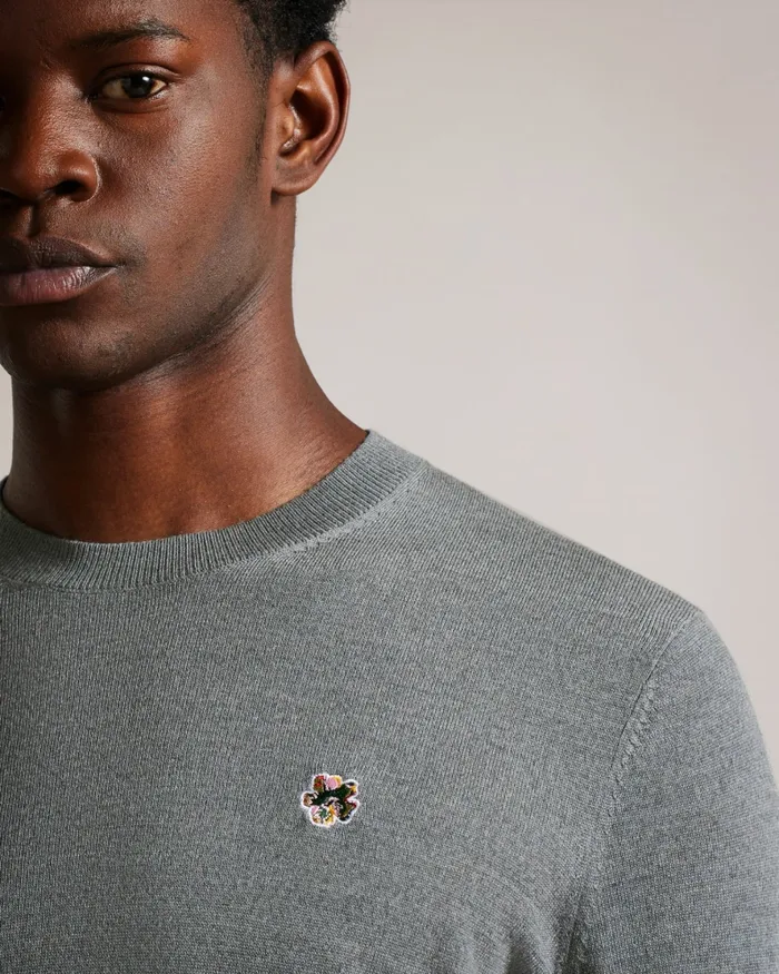 Men CARDIFF 8211 Merino Wool Crew Neck Jumper Charcoal Ted Baker Jumpers and Knitwear