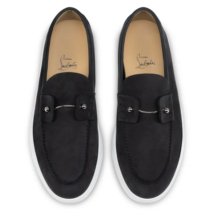 Men Chambeliboat Boat Shoes 8211 Reversed Nubuck Leather 8211 Black Christian Louboutin Sneakers