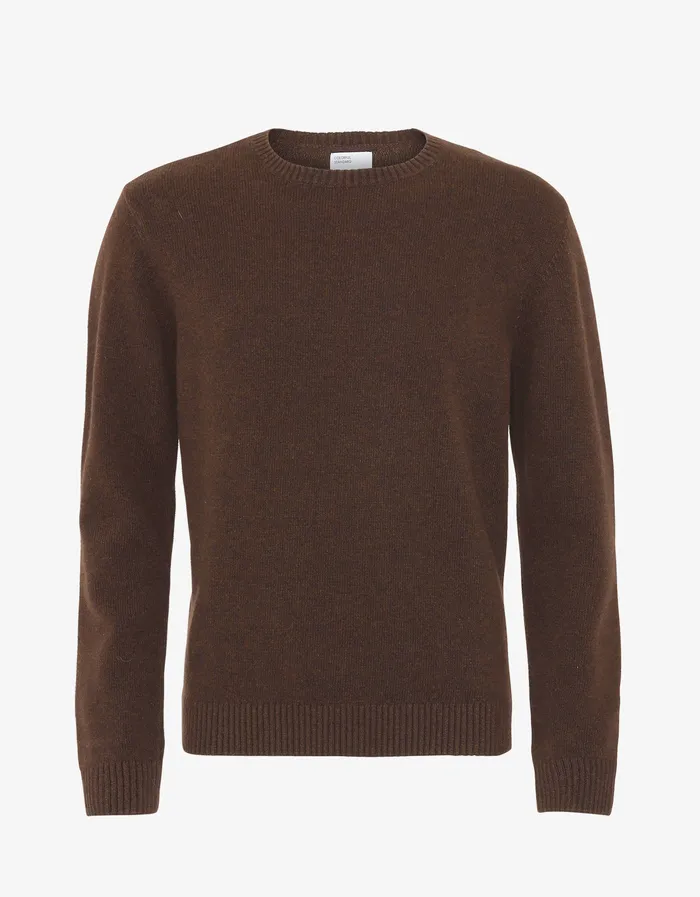 Men Classic Merino Wool Crew 8211 Coffee Brown Knit Sweaters Colorfulstandard