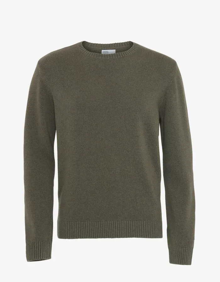 Men Classic Merino Wool Crew Dusty Olive Colorful Standard Knit Sweaters