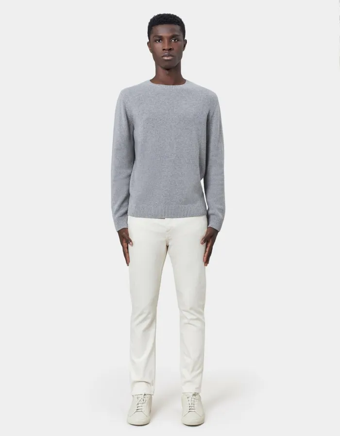 Men Classic Merino Wool Crew Pacific Blue Colorful Standard Knit Sweaters
