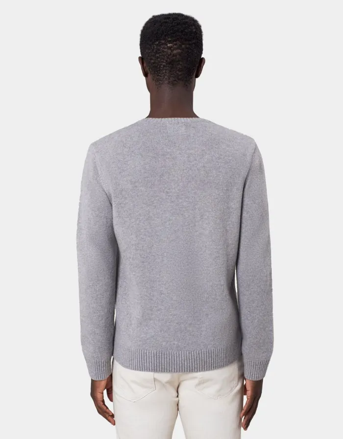 Men Classic Merino Wool Crew Pacific Blue Colorful Standard Knit Sweaters