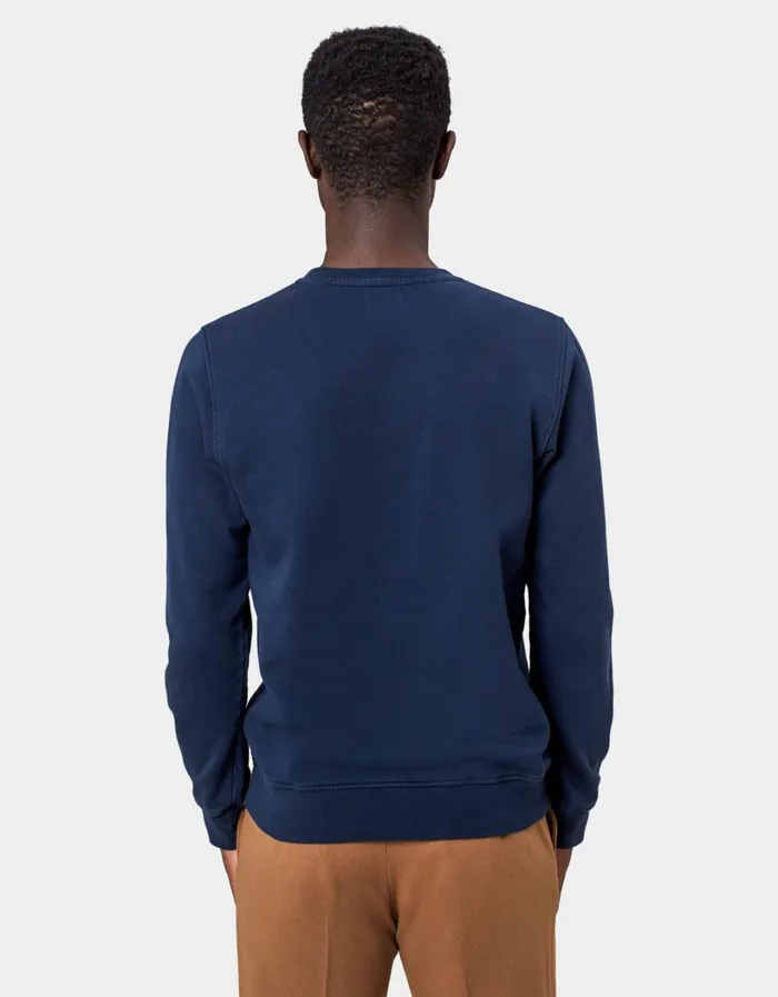 Men Classic Organic Crew Pacific Blue Colorful Standard Crewneck Sweatshirts