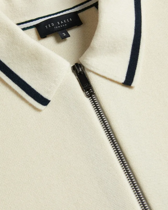 Men COPLOE 8211 Long Sleeve Zip Through Jacket White Ted Baker Jumpers and Knitwear