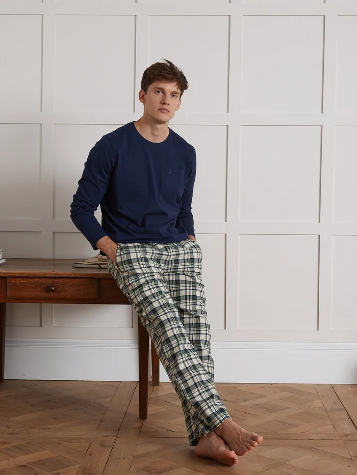 Men Cyrillus Accessories Check DualFabric Pyjamas Carreaux Vert