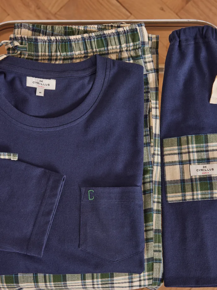 Men Cyrillus Accessories Check DualFabric Pyjamas Carreaux Vert