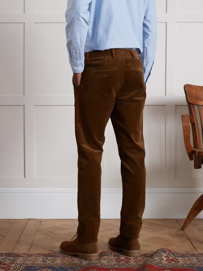 Men Cyrillus Clothing Regular Corduroy Chinos Chocolat