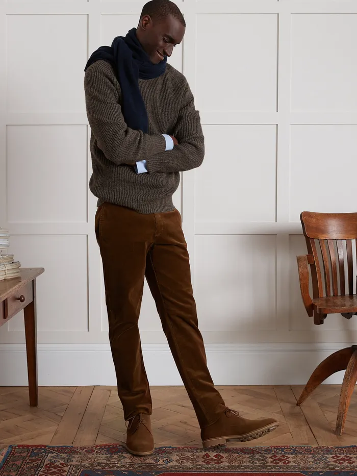 Men Cyrillus Clothing Regular Corduroy Chinos Chocolat
