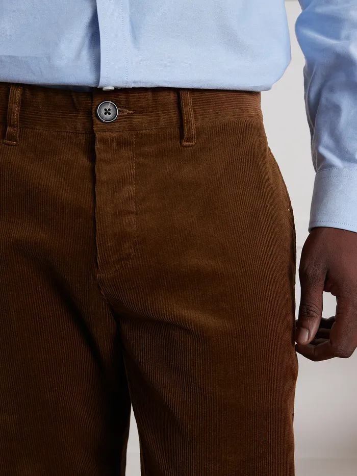 Men Cyrillus Clothing Regular Corduroy Chinos Chocolat