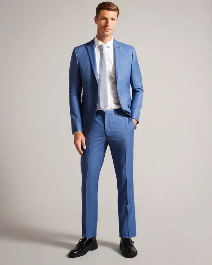 Men DORSETS 8211 Wool Suit Trousers Blue Ted Baker Suits