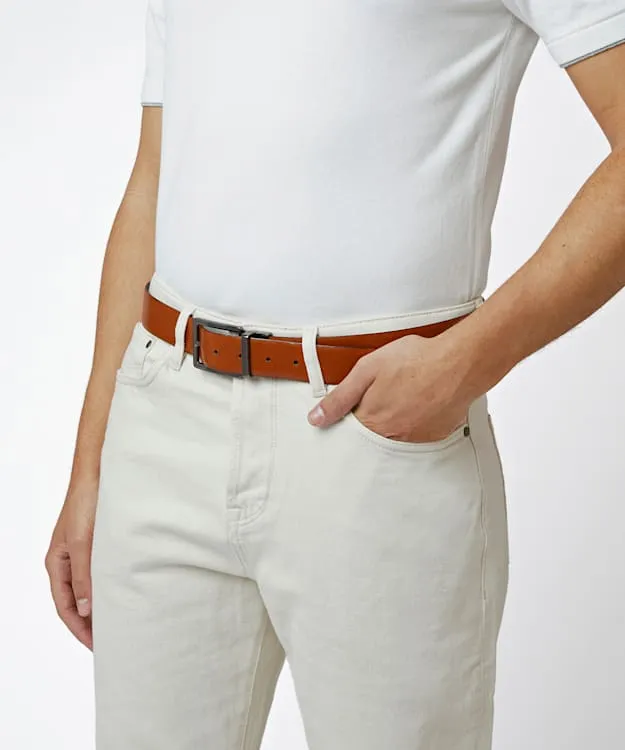 Men Dune London Belts Reversible Leather Belt Brown