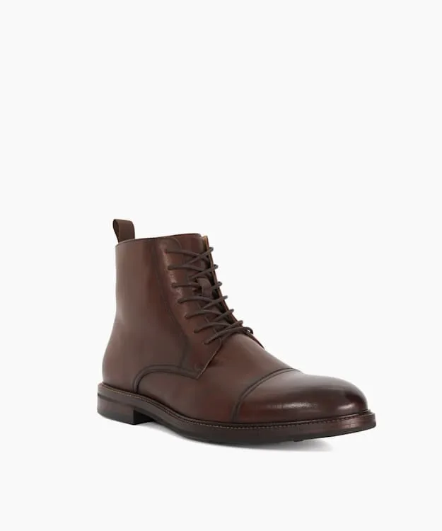 Men Dune London Brown Boots Toe Cap Detail Ankle Boot Brown