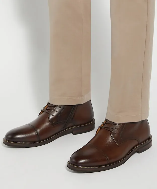 Men Dune London Brown Boots Toe Cap Detail Ankle Boot Brown