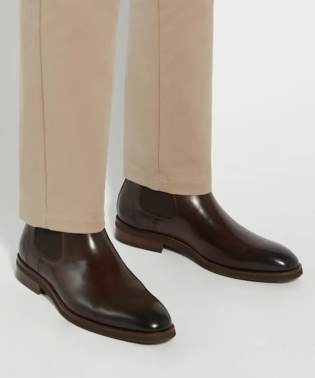 Men Dune London Chelsea Boots Pull On Leather Boots Brown
