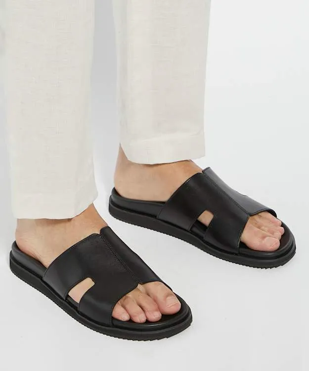 Men Dune London Leather Sandals Leather Sandals Black