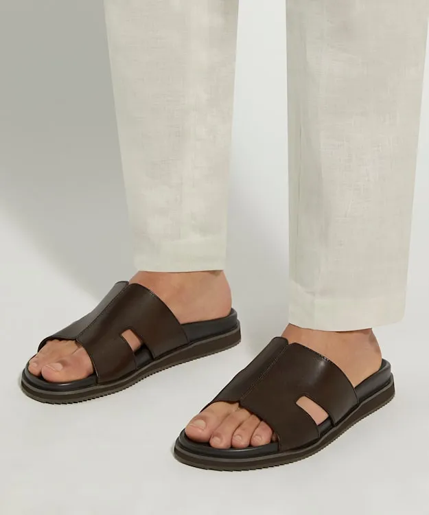 Men Dune London Leather Sandals Leather Sandals Brown