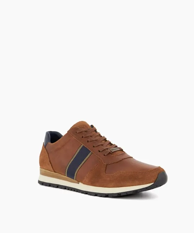 Men Dune London Trainers Wide Fit Lace Up Runner Brown