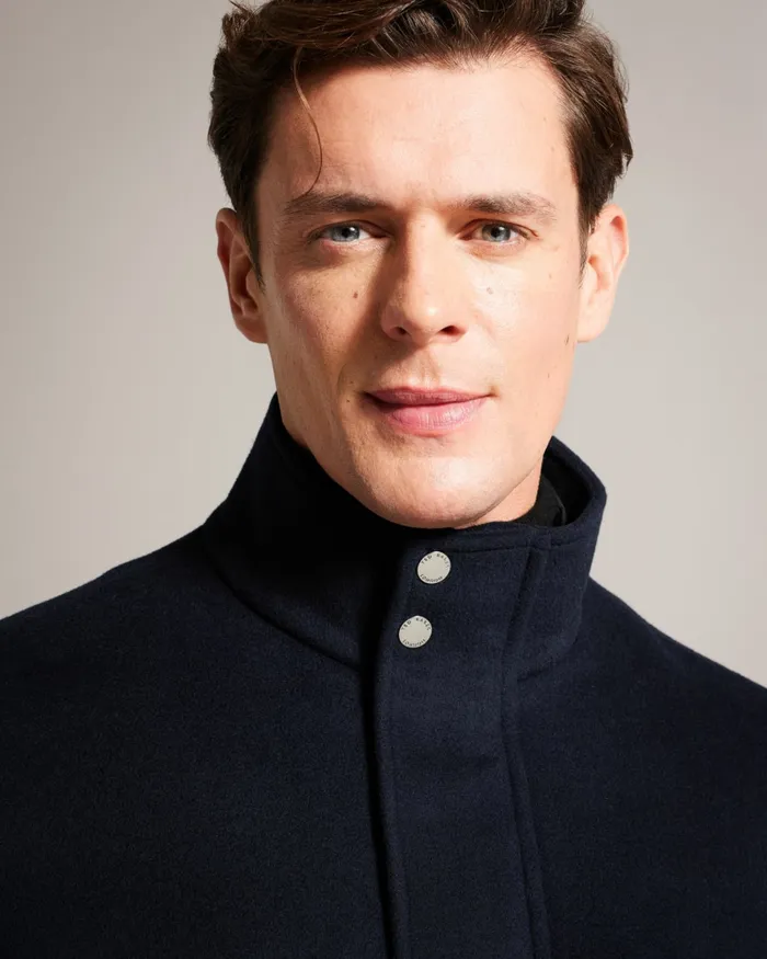 Men EDERSON 8211 Wool Blend Funnel Neck Coat Navy Ted Baker Coats and Jackets Men EDERSON 8211 Wool Blend Funnel Neck Coat Navy Ted Baker Coats and Jackets