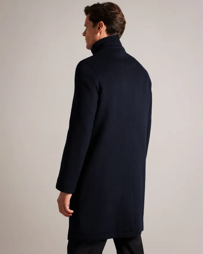 Men EDERSON 8211 Wool Blend Funnel Neck Coat Navy Ted Baker Coats and Jackets Men EDERSON 8211 Wool Blend Funnel Neck Coat Navy Ted Baker Coats and Jackets