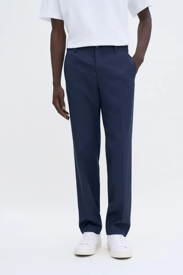 Men Elastic Waist Tailored Trousers Dusk Blue Filippa K Tailoring