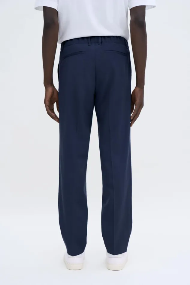 Men Elastic Waist Tailored Trousers Dusk Blue Filippa K Tailoring