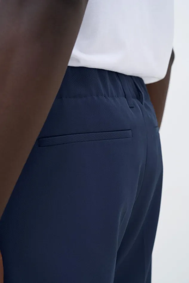 Men Elastic Waist Tailored Trousers Dusk Blue Filippa K Tailoring