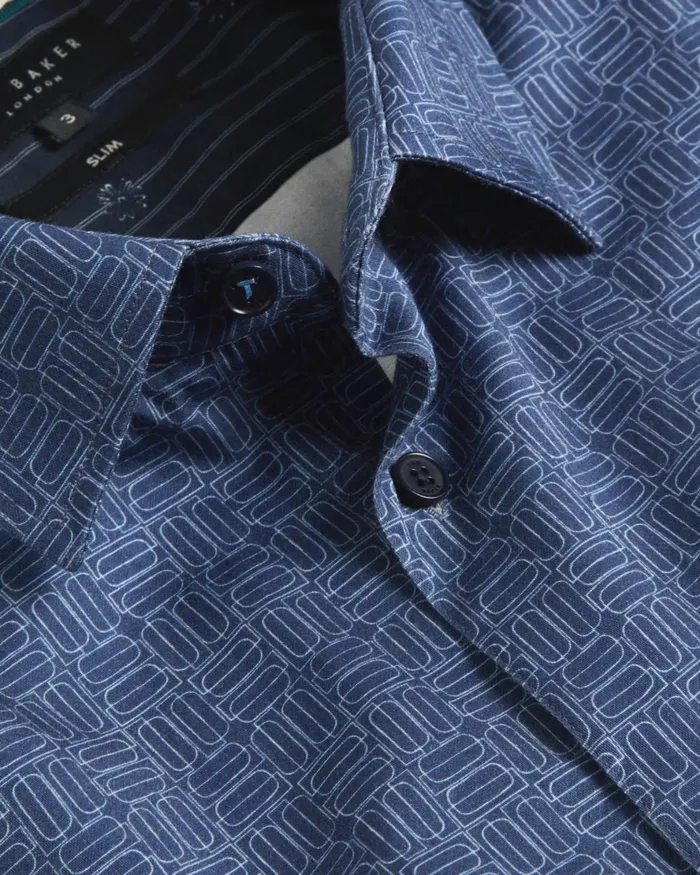 Men ENDOVER 8211 Slim Fit Geometric Print Shirt Navy Ted Baker Shirts Men ENDOVER 8211 Slim Fit Geometric Print Shirt Navy Ted Baker Shirts
