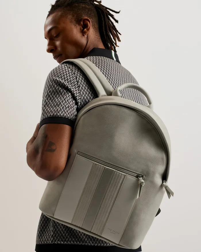 Men ESENTLE 8211 Striped PU Backpack Light Grey Ted Baker Backpacks Men ESENTLE 8211 Striped PU Backpack Light Grey Ted Baker Backpacks