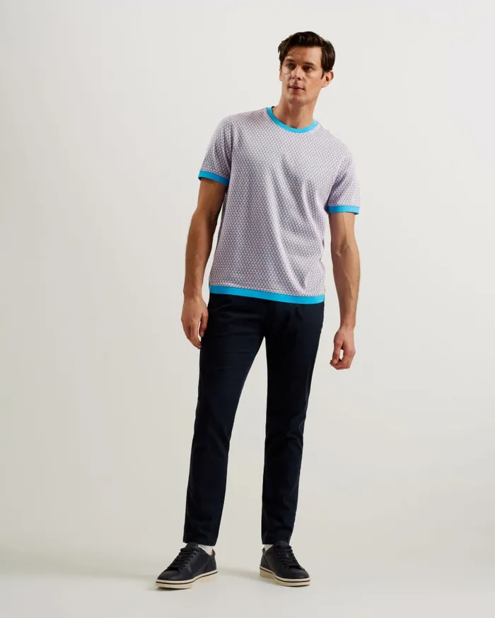Men FINITY 8211 Jacquard Geometric Cotton TShirt Bright Blue Ted Baker Tops Men FINITY 8211 Jacquard Geometric Cotton TShirt Bright Blue Ted Baker Tops