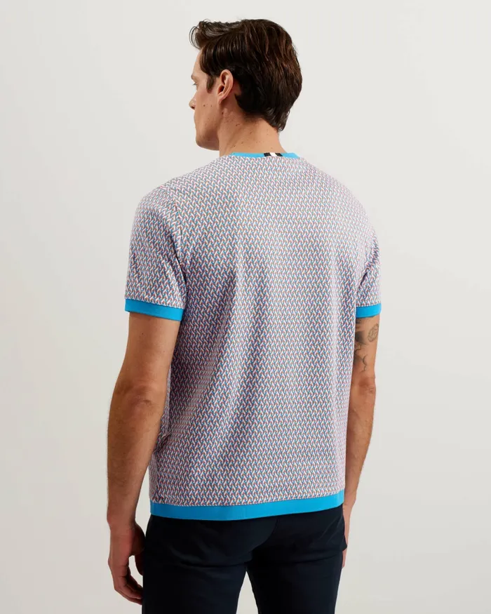 Men FINITY 8211 Jacquard Geometric Cotton TShirt Bright Blue Ted Baker Tops Men FINITY 8211 Jacquard Geometric Cotton TShirt Bright Blue Ted Baker Tops