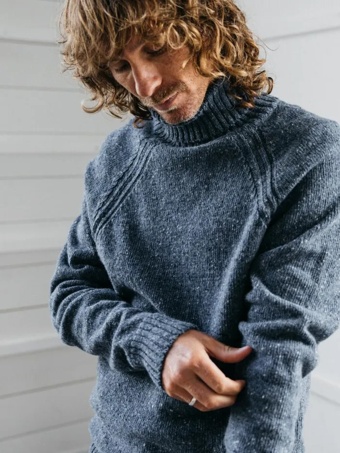 Men Furlong Roll Neck Jumper Indigo Finisterre Knitwear