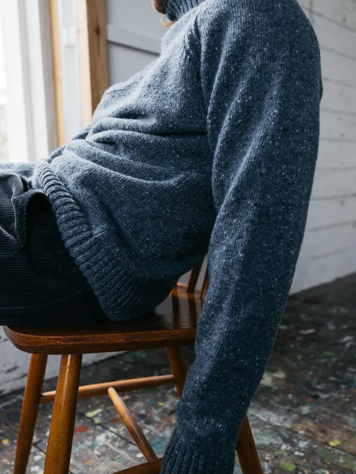 Men Furlong Roll Neck Jumper Indigo Finisterre Knitwear