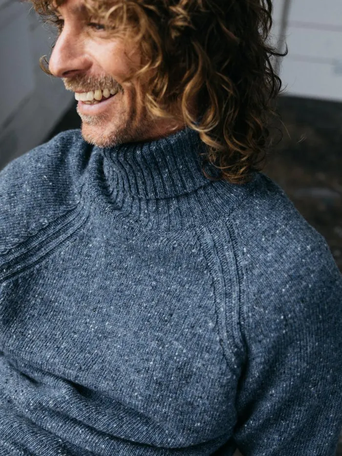 Men Furlong Roll Neck Jumper Indigo Finisterre Knitwear