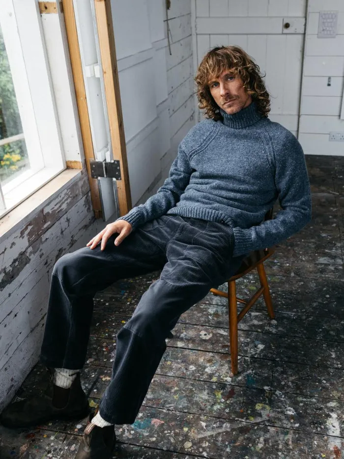 Men Furlong Roll Neck Jumper Indigo Finisterre Knitwear
