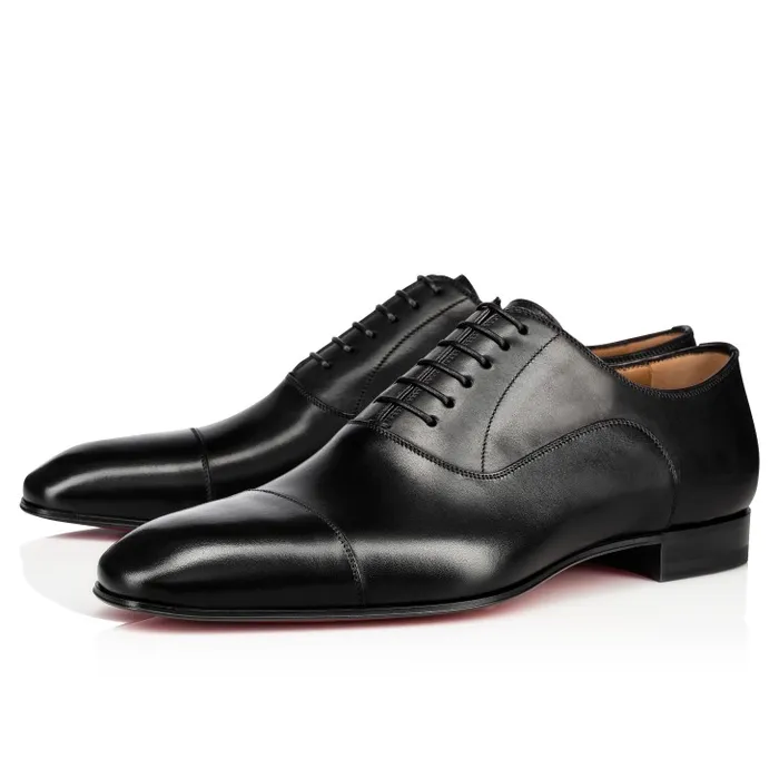 Men Greggo Laceup Shoes 8211 Patinated Calf Leather 8211 Black Christian Louboutin Buckles and Laceups
