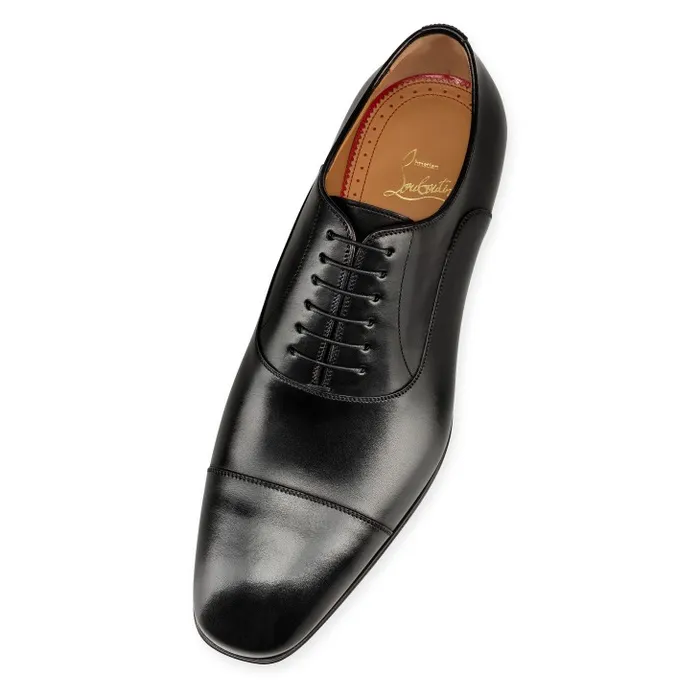 Men Greggo Laceup Shoes 8211 Patinated Calf Leather 8211 Black Christian Louboutin Buckles and Laceups