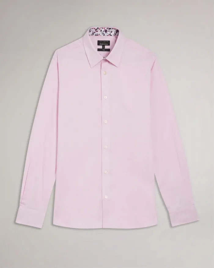 Men ILDATON 8211 Long Sleeve Herringbone Shirt Light Pink Ted Baker Shirts