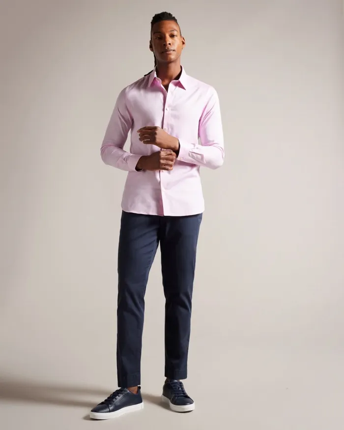 Men ILDATON 8211 Long Sleeve Herringbone Shirt Light Pink Ted Baker Shirts Men ILDATON 8211 Long Sleeve Herringbone Shirt Light Pink Ted Baker Shirts
