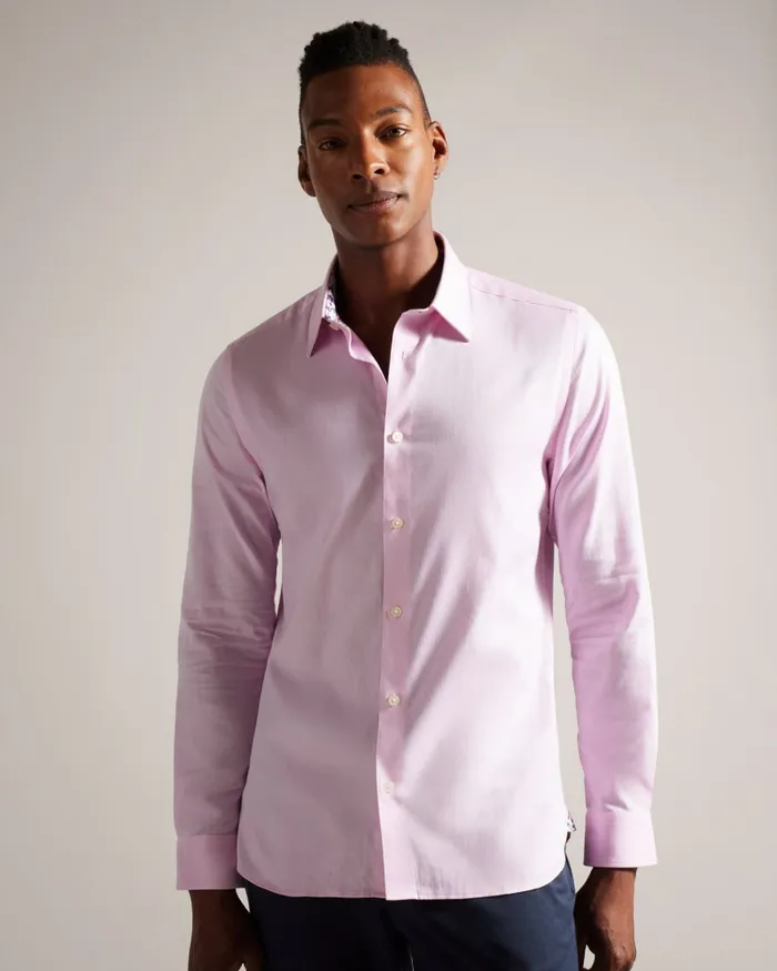 Men ILDATON 8211 Long Sleeve Herringbone Shirt Light Pink Ted Baker Shirts Men ILDATON 8211 Long Sleeve Herringbone Shirt Light Pink Ted Baker Shirts