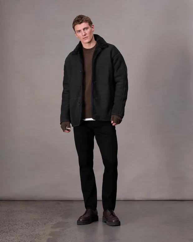 Men Jackets and Coats Rag and Bone Henderson Shearling Jacket Black