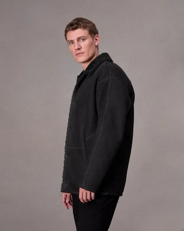 Men Jackets and Coats Rag and Bone Henderson Shearling Jacket Black