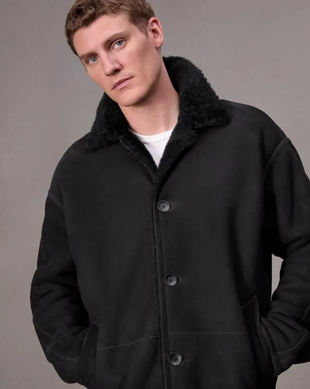 Men Jackets and Coats Rag and Bone Henderson Shearling Jacket Black