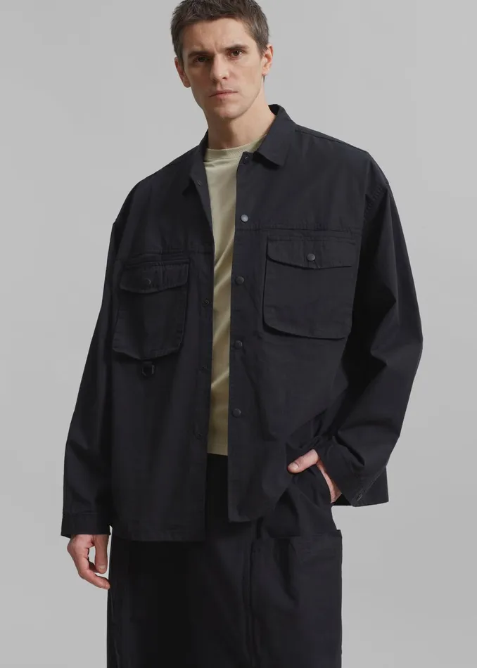 Men Jameson Button Up Shirt 8211 Black The Frankie Shop Tops
