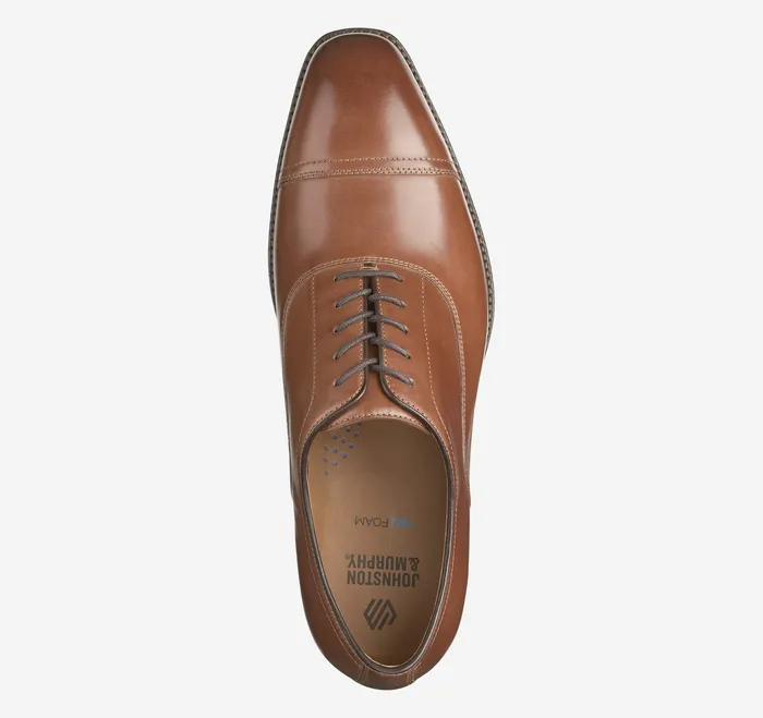 Men Johnston and Murphy Sullivan Cap Toe Tan Italian Calfskin Shoes