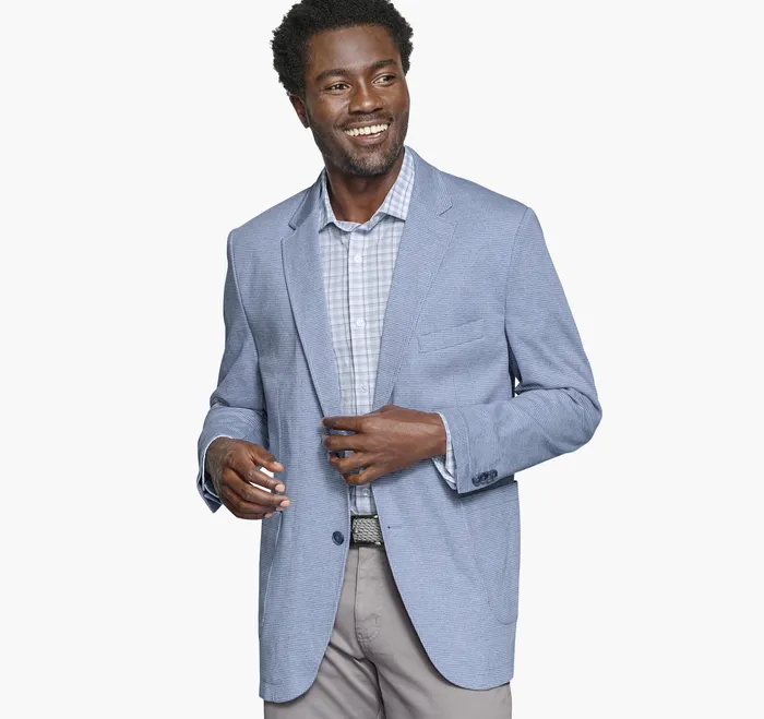 Men Johnston and Murphy XC Flex Hooded Bib Blazer Light Blue Blazers